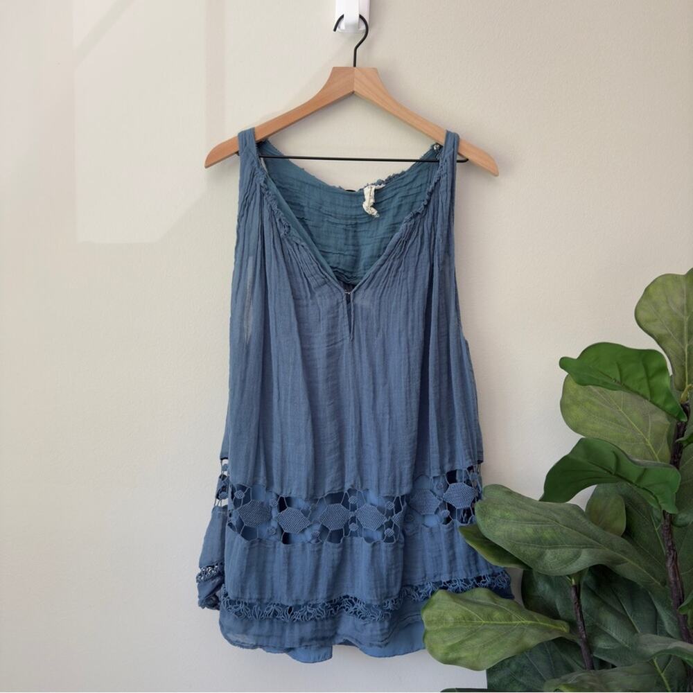 Free People Blue Ruffled Tiered Sundress